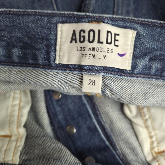 Agolde Womens Riley High-Rise Straight-Leg Crop Blue Jeans Size 28x27 - Picture 5 of 6